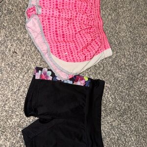 Justice Pink Dotted and Black Floral Kids Shorts